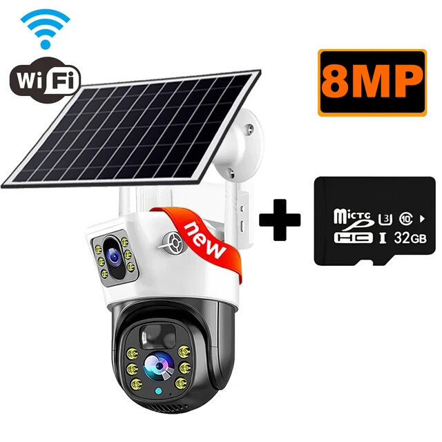 smart wireless solar surveillance 4G sim card WiFi 360 IP 8MP 4K Dual Lens came gallery