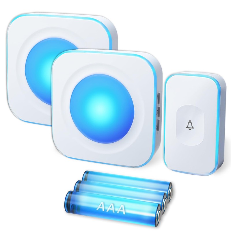 Wireless Doorbell 2Receiver 1Buttons Blue DC, DC