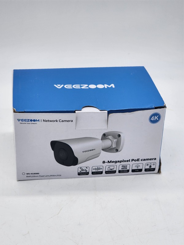 Veezoom PoE Camera - 4K IP Camera for Home Security, Outdoor Surveillance Camera
