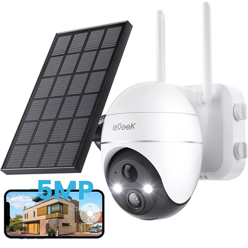 ieGeek 5MP Wireless Outdoor Solar Security Camera WiFi Home Battery CCTV IR Cam