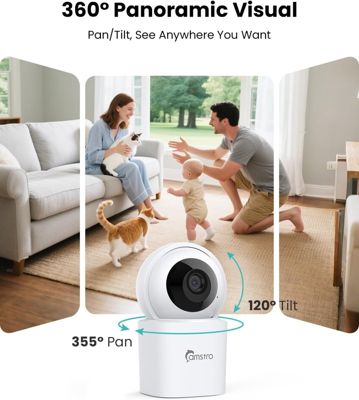 Smart 3K HD Indoor Camera - 360° PTZ, Night Vision & 2-Way Audio for Home Safety gallery