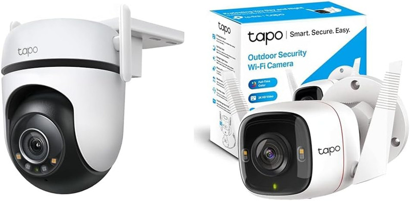 2K QHD Wi-Fi Pan/Tilt Outdoor Security Camera Bundle with Wired Spotlight Camera