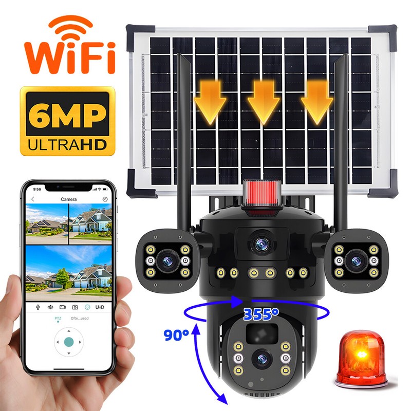 2x 4K Solar Battery Powered Wireless WiFi Outdoor Pan/Tilt Home Security Camera