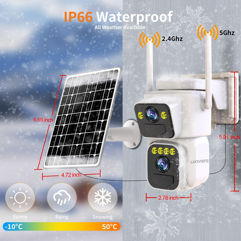 Cameras for Home Security with Dual Lens,2.4G/5G Wifi Outdoor Camera Wireless So gallery