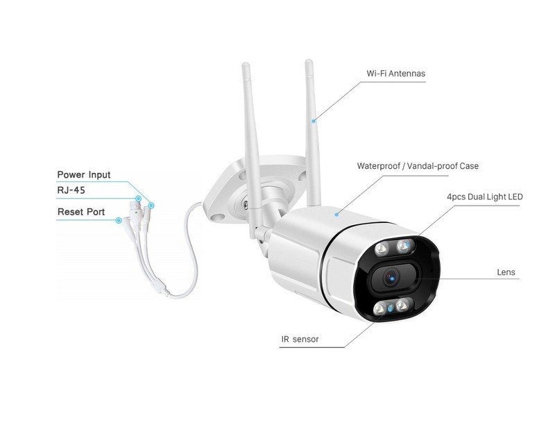 HD 5MP WiFi IP ColorView Bullet Camera Wireless IR Outdoor Mic Speaker iCSee APP gallery