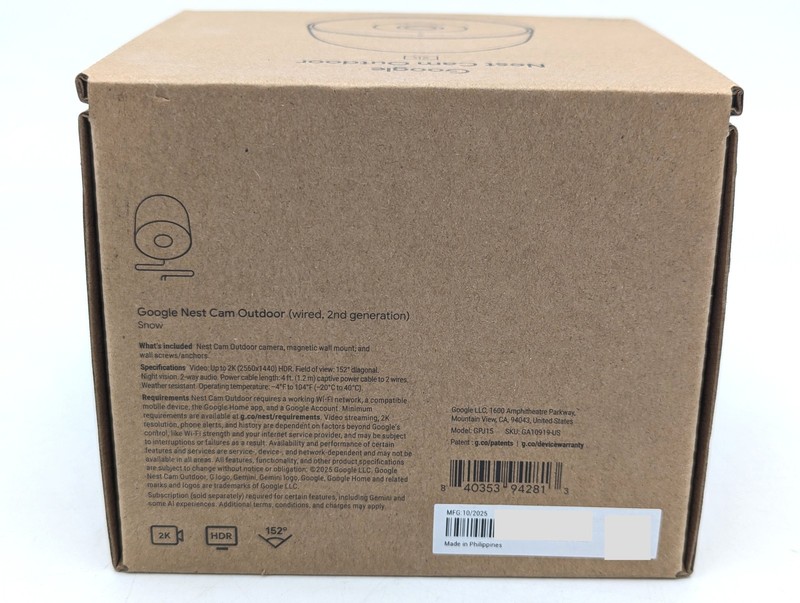 Google Nest Cam Outdoor 2nd Gen Wired Security Camera (GA10919-US) | Snow gallery