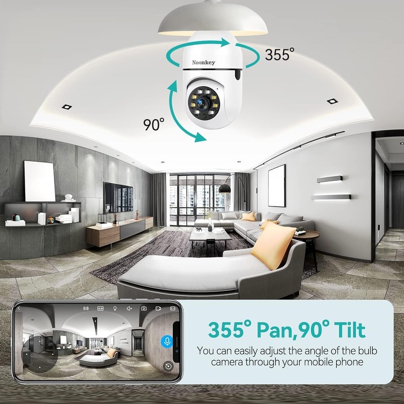 Smart 2K Light Socket Security Camera: Motion Detection & Remote Access via App gallery