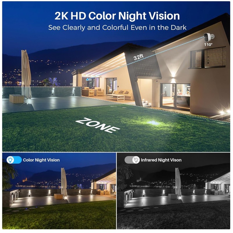 2K Wireless Outdoor Security Camera with AI Motion Detection