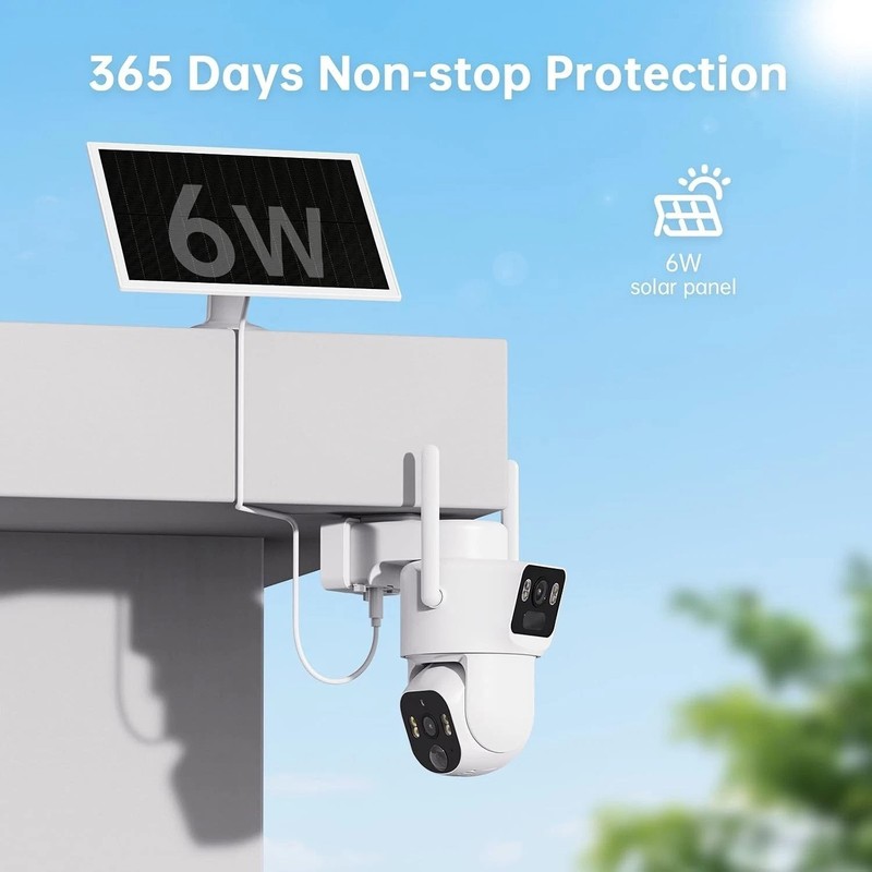 Solar Powered Security Cameras Outdoor 2K Dual View, 2 Pack, PIR Motion Alerts gallery