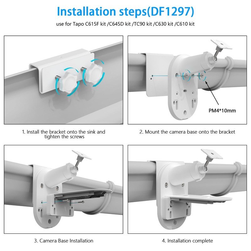 VOMENC Gutter Mount for TP-Link Tapo C402, C460, C403, C660, C615F, C645D, C4... gallery