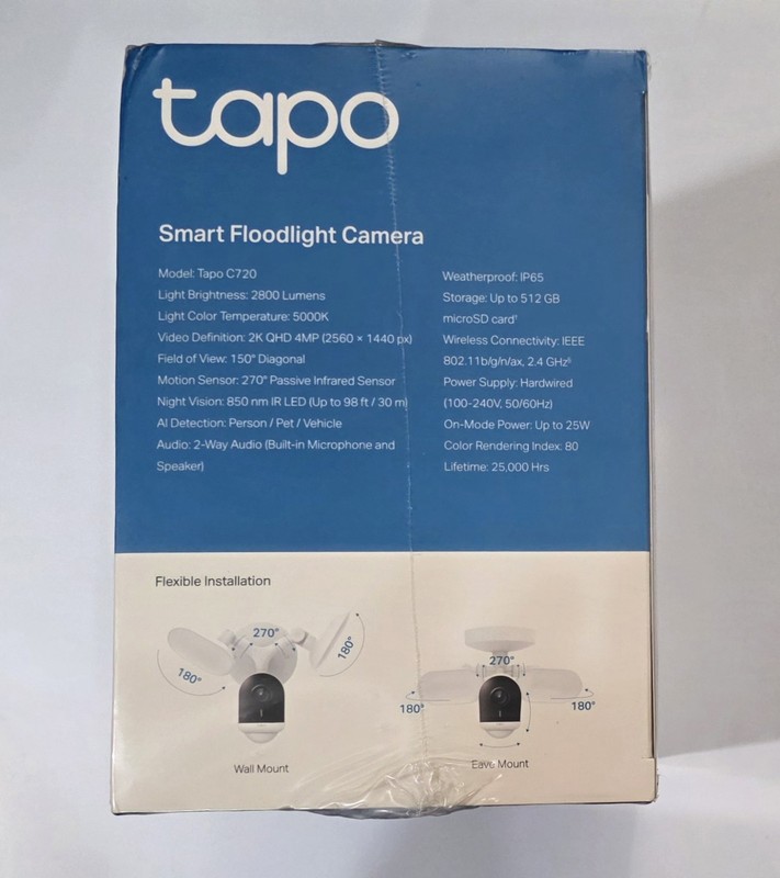 TP-Link Tapo C720 2K QHD Smart Camera FLOODLIGHT 2800 LUMENS Motion Sensor NIB gallery