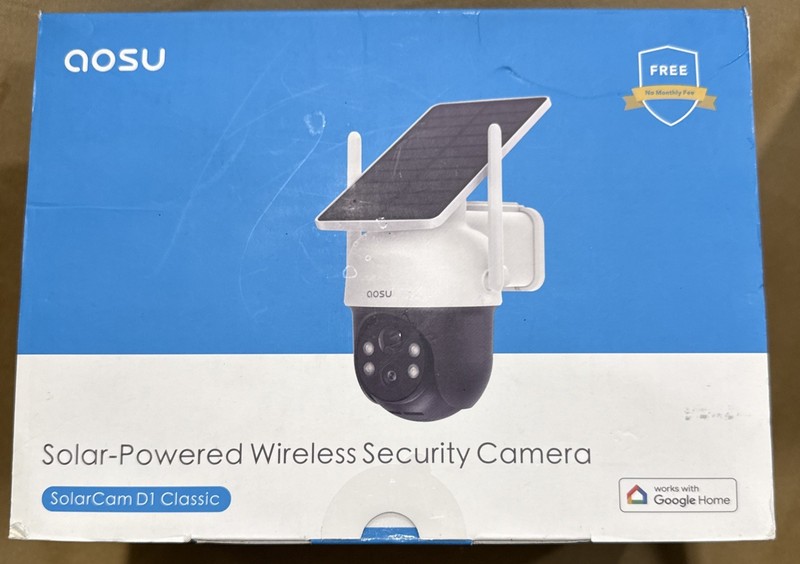 Solar Security Camera 360° Coverage 2K Image Human Tracking Wire Free-OPEN BOX