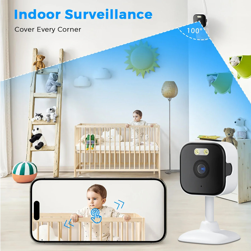 2K Security Cameras Indoor, 2.4G & 5G Wi-Fi 6, AI Motion Detection, for Home Sec gallery