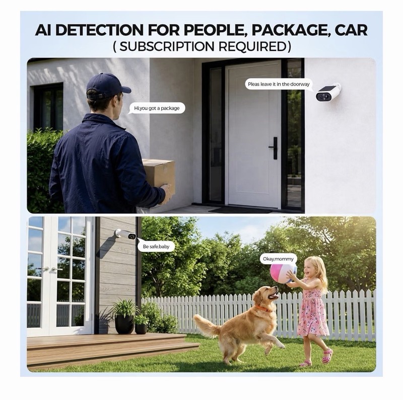 Alkivision Solar Security Cameras Wireless Outdoor - 2K Night Color Vision Camer gallery