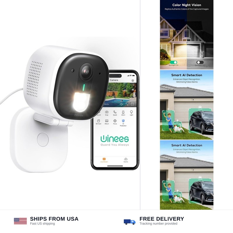 winees Security Cameras Outdoor, Wired 2K Wi-Fi Cameras for Home Security, 2….