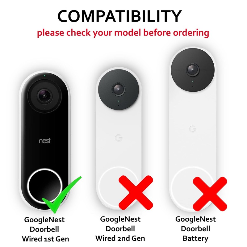 45° Corner Mount Wedge Compatible with Google Nest Hello Video Doorbell 1st G... gallery