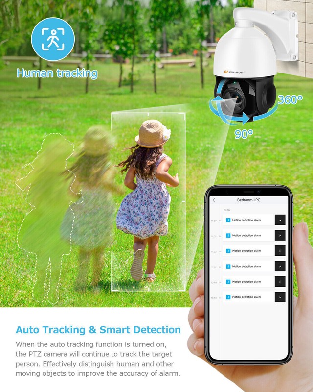 Jennov 8MP Camera PTZ 30x Zoom Security PoE Outdoor Compatible for Hikvision NVR gallery