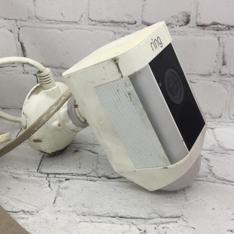 Ring Spotlight Cam Wired 1080 HD Built-in Spotlight Siren Alarm White Used gallery