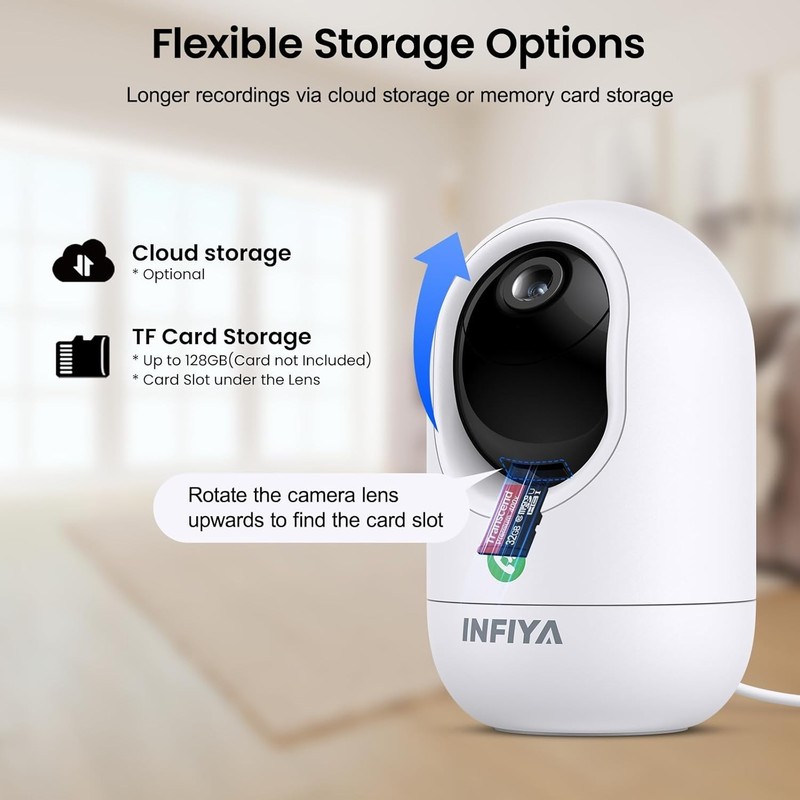 INFIYA Indoor Camera House Security Camera WiFi 24/7 Recording Night Vision 2K gallery