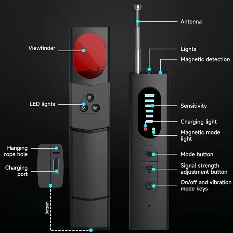 Precise Lightweight Sturdy Long-Lasting Portable Camera and Gps Tracker Detector