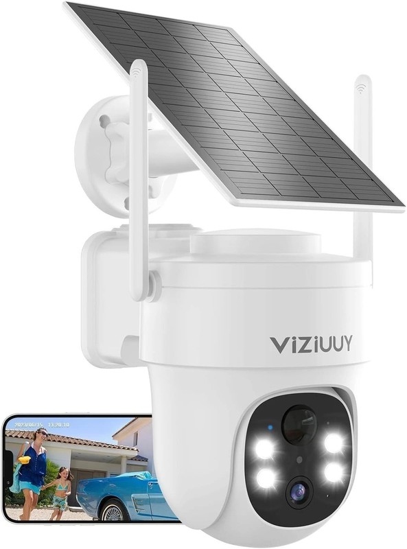 Solar Security Camera Wireless Outdoor 3MP Pan Tilt Alexa