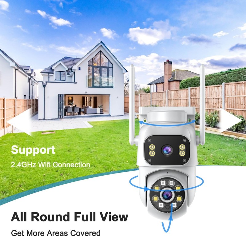Wireless Dual Lens Surveillance Security Camera Outdoor Indoor, 2.4GHz WiFi P... gallery
