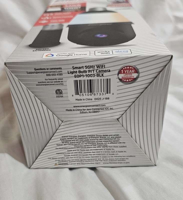 *NEW/SEALED* Energizer Smart 5GHz Wi-Fi 2K Security Camera (Model EOP1-1003) Blk gallery