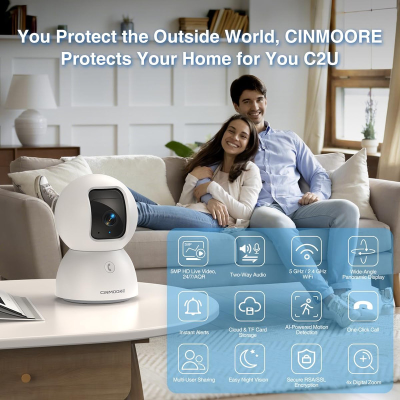 3K Indoor Camera with 64GB Card, Human/Pet/Facial AI Detection, Dog/Cat/Pet Came gallery