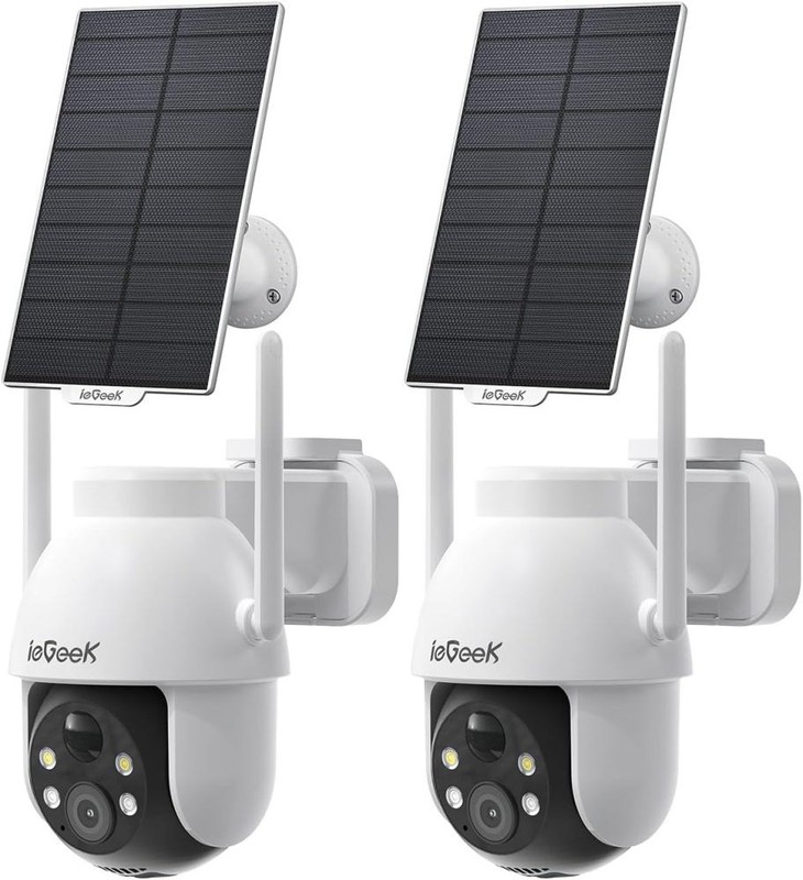 2-pack Solar Camera Outdoor Wireless, 2K WiFi Cameras for Home Security System
