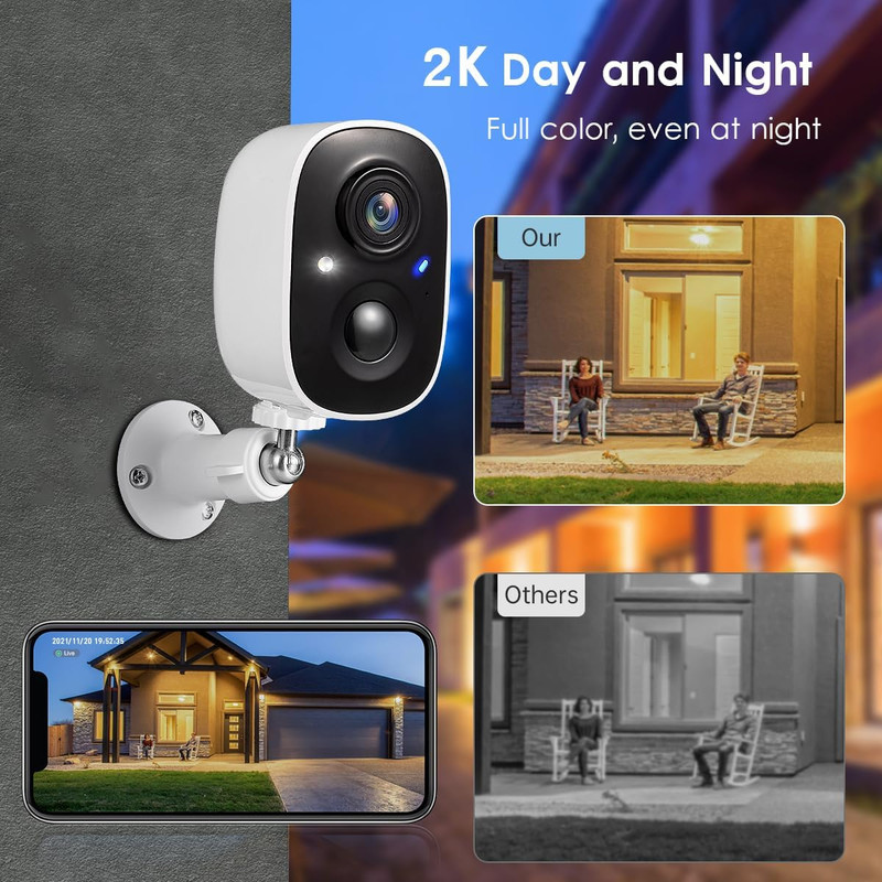 Wireless Outdoor Security Cameras 2K Night Vision AI Motion Detection 2-Pack gallery