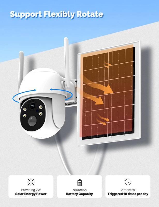 4G LTE Cellular Solar Security Camera, Lifetime Free Unlimited Data 2K Wireless gallery