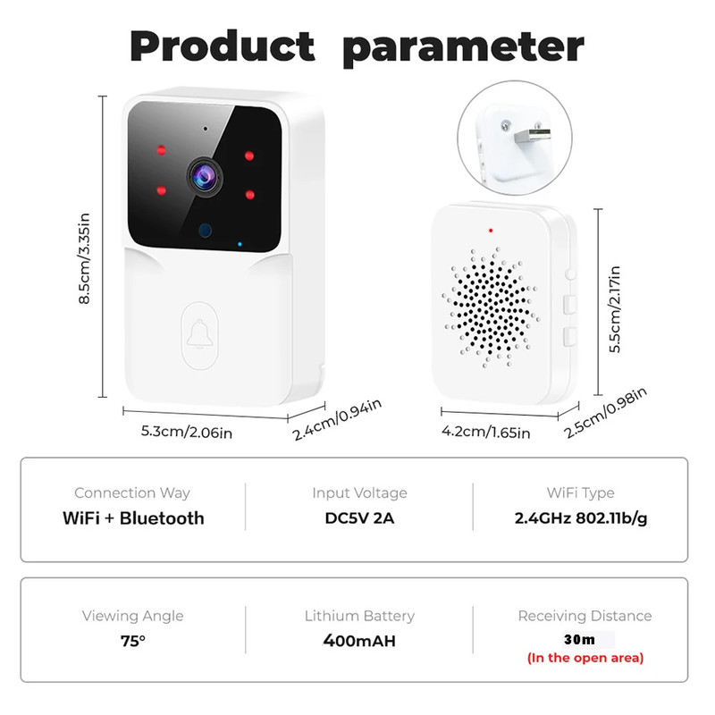 Tuya Wifi Video Doorbell Wireless HD Camera IR Alarm Security Smart Home Door Be gallery