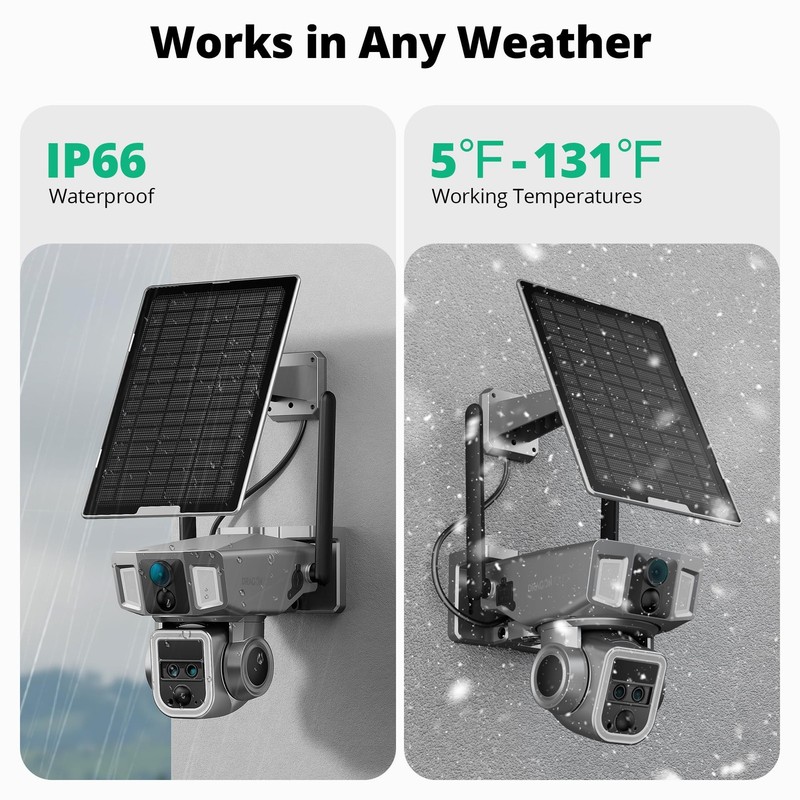 4G Cellular Security Camera, 4K Wireless Outdoor Solar Camera Triple Lens Bul... gallery