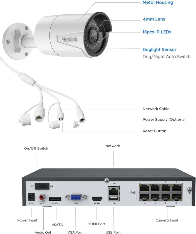 REOLINK 8CH 5MP Home Security Camera System, 6Pcs Wired Outdoor Poe IP Cameras w gallery