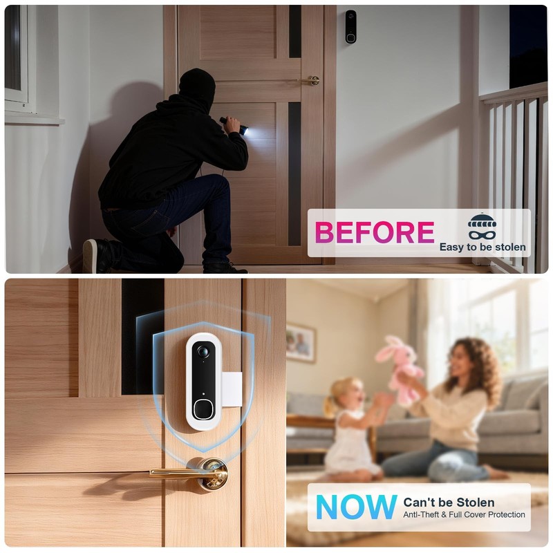 Anti-Theft Doorbell Mount with Arlo Video Doorbell 2K/HD (2nd Gen), No-Drill ... gallery