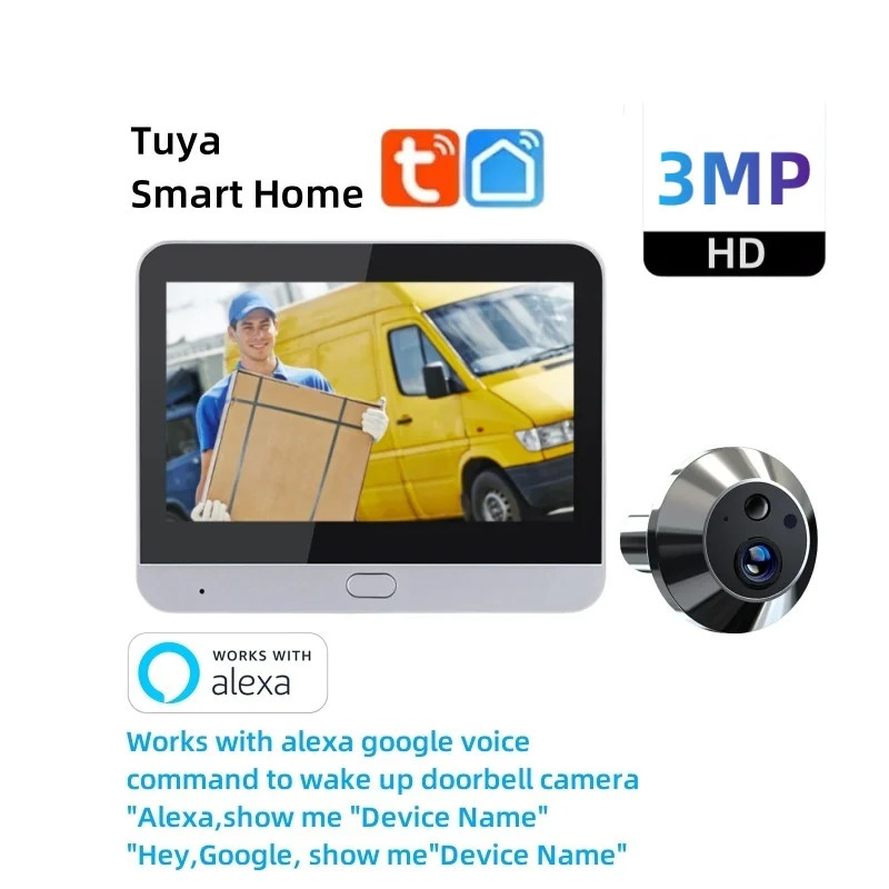 ESK Tuya Smart WiFi Peephole Camera 3MP 4.3" Video Door Viewer Night Vision gallery