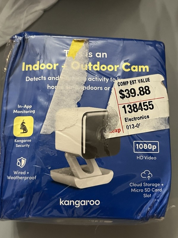 Kangaroo Indoor/Outdoor Cam 1080p HD Wi-Fi Weatherproof Night Vision Smart Home