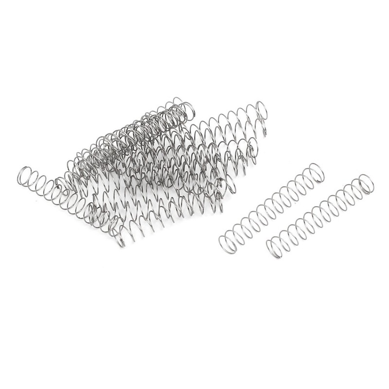 0.3Mmx5mmx30mm Stainless Steel 304 Compression Springs Silver 20pcs.