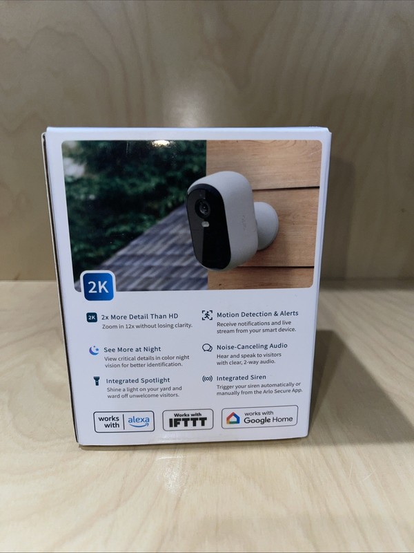 Arlo Essential Outdoor/Indoor 2nd Gen 2K Wireless Security Camera White *SEALED* gallery