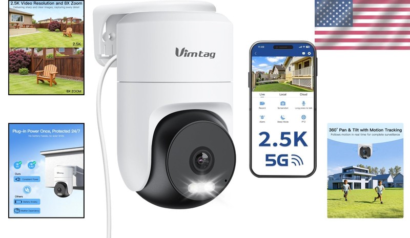 2.5K 4MP WiFi Security Camera with 2-Way Audio & AI Detection - Rated gallery