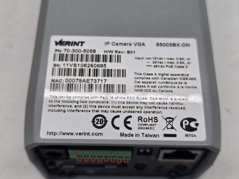 NEW Verint S5003BX-DN IP Network Camera VGA Nextiva S5000 BX 12V gallery