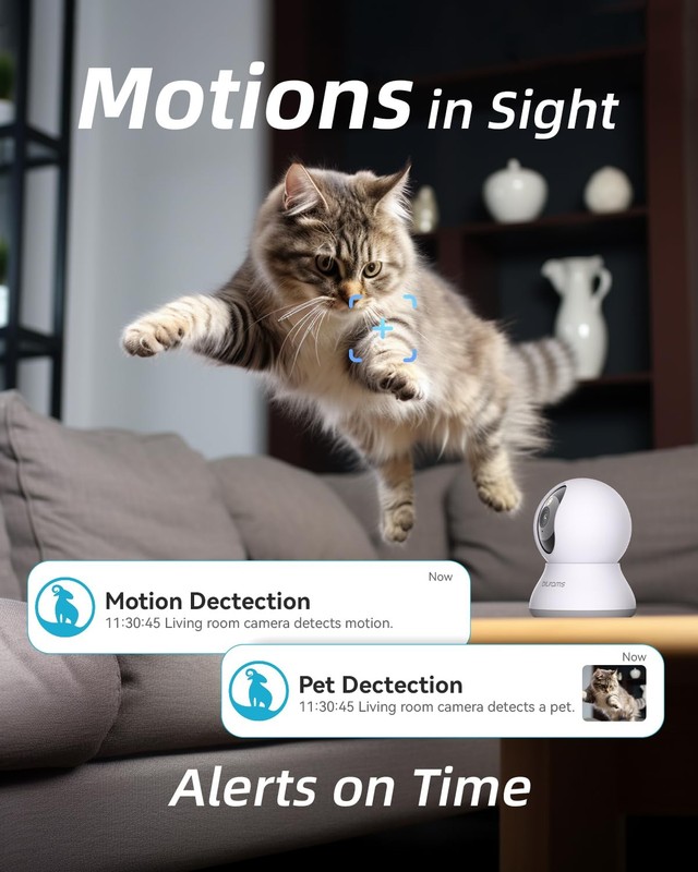 Pet Camera 2K, Dog Camera with Phone App, 360° PTZ Indoor Cameras for Home Se... gallery