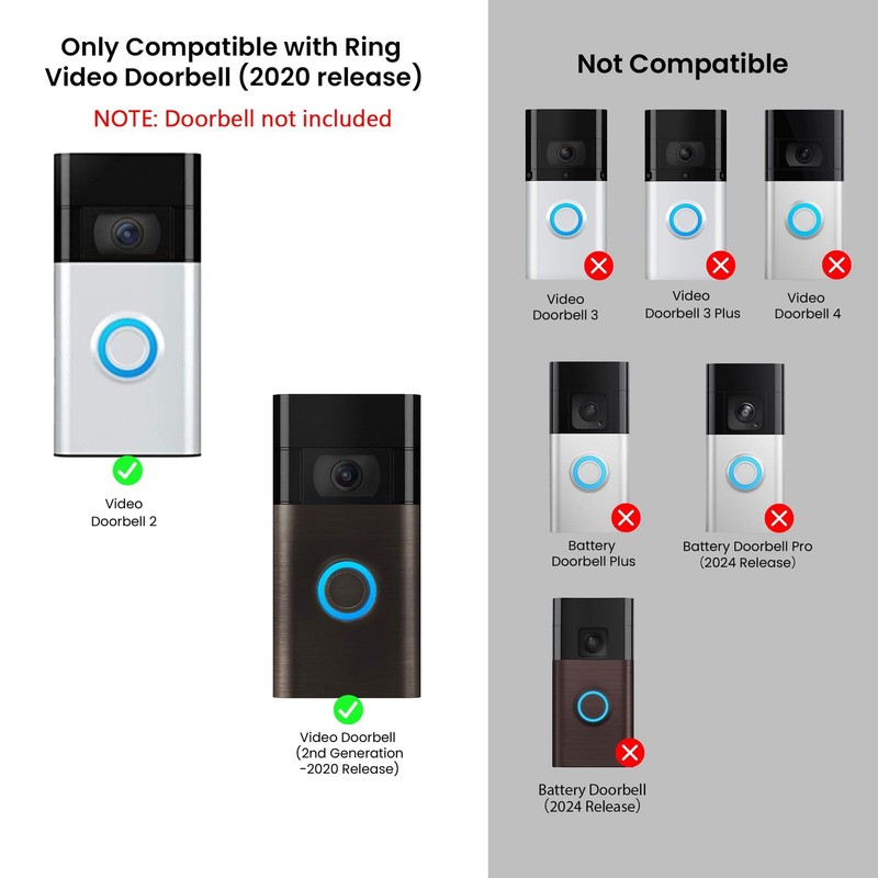 Doorbell Mount No Drill Compatible with Ring Video Doorbell (2nd Generation -... gallery