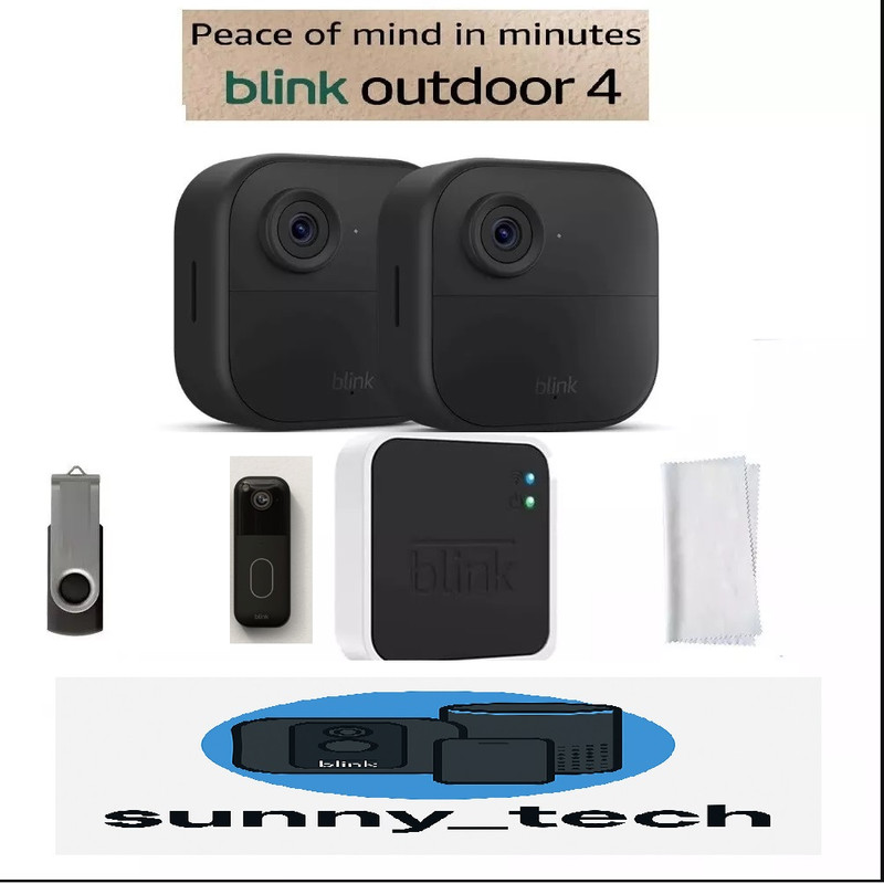 2024 Blink Outdoor 4 (4th Gen) 2 Camera + Doorbell Home Security System Kit NEW