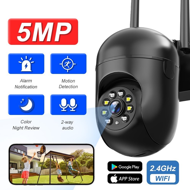 6PCS 5MP Security Camera 360° PTZ WiFi Wireless 2.4G Audio Home Outdoor gallery
