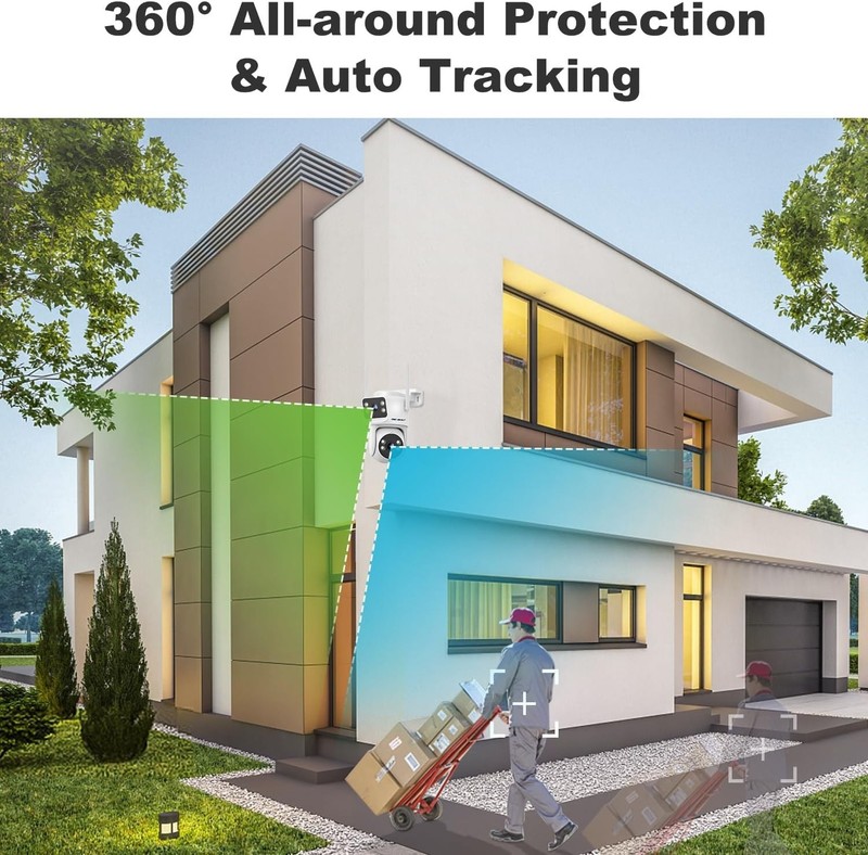 PTZ Dual-Lens Security Camera Outdoor, 2.4/5GHz, PoE, 24/7 Recording gallery