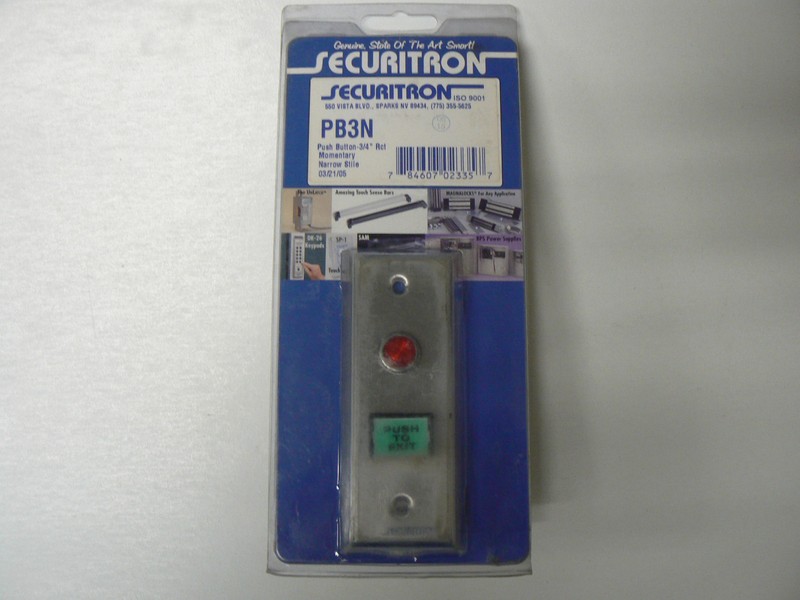 SECURITRON MAGNALOCK CORP. PB3N – PUSH BUTTON – 3/4″ RCT MOMENTARY NARROW STILE