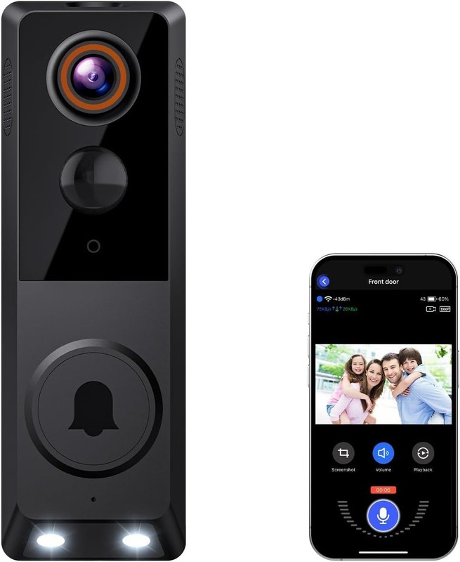 Camera Timbre De Puerta HD Wifi Inalambrico Con Camara Audio Y Video Para Casa