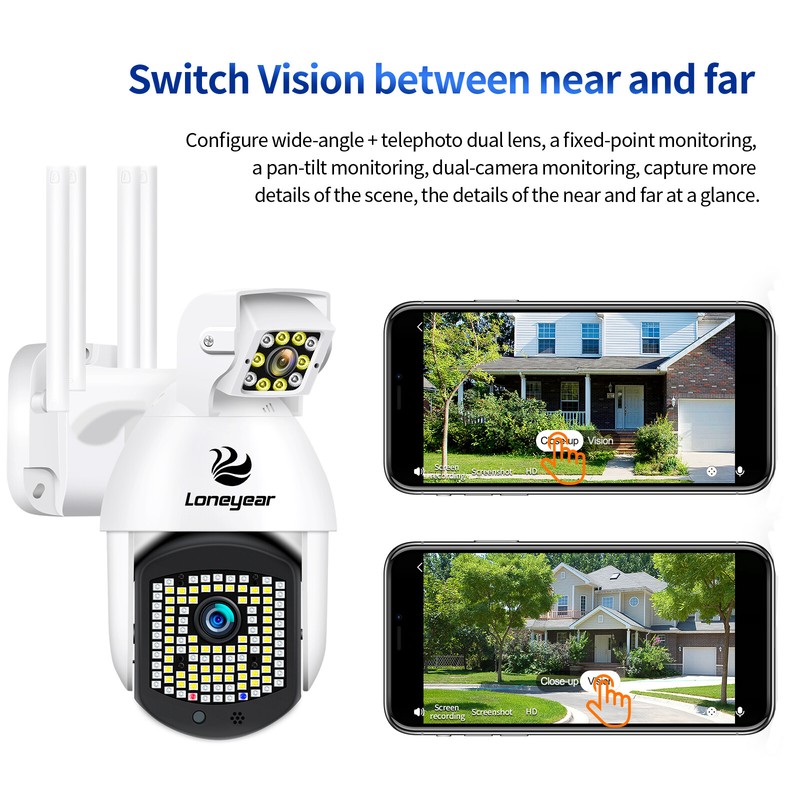 Wireless1080P FHD WIFI IP Camera Outdoor Dual Lens CCTV PTZ Home Security Camera gallery