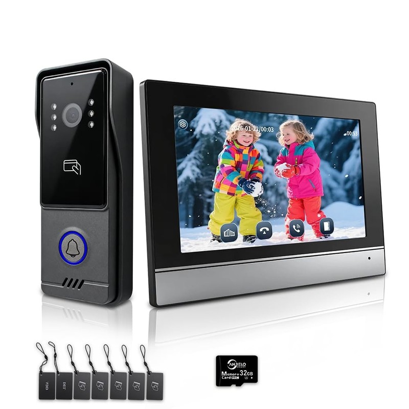 4 Wire Video Door Intercom System Family House,Video Doorbell7-Inch WiFi Monitor